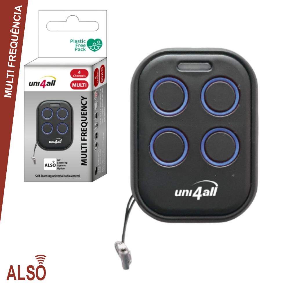 Comando Garagem Universal 4 Canais Multifreq/Rollingcode - (UNI4ALL)