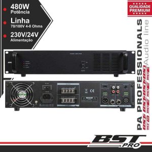 Amplificador 19" 2u 1 Canal Pa 100v 230/24V 480W BSTPRO - (UPP1480)