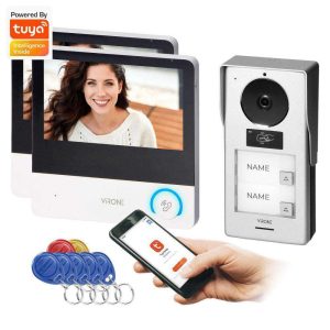 Vídeo Porteiro C/ 2 Monitores 7" Tátil C/ RFID TUYA VIRONE - (VDP-69)