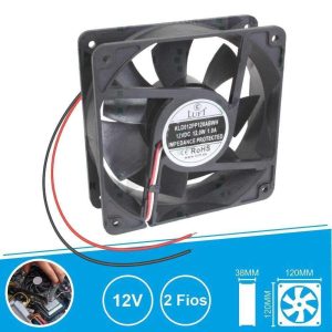 Ventilador 12V 120x120x38mm 2 Fios KLD012PP120ABWH LUFT - (VEN12038/12B)