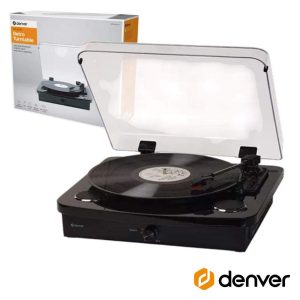 Gira-Discos 331-3/45/78RPM Vintage 2x10W BT/USB/SD DENVER - (VPL-230B)