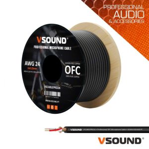 Cabo Microfone Profissional 2 Condutores e Malha OFC VSOUND - (VSCABLEPRO24)