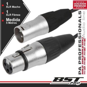 Cabo XLR 3p Macho / XLR 3p Fêmea 5m BSTPRO - (XLRM/XLRF-5)