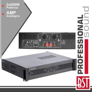 Amplificador Áudio Analógico Pro 2x600W BST - (XS600)