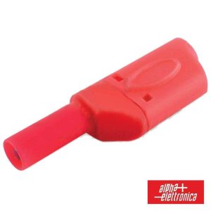 Ficha Banana 4mm Macho Vermelho C/ Cobertura - (20-122-1)