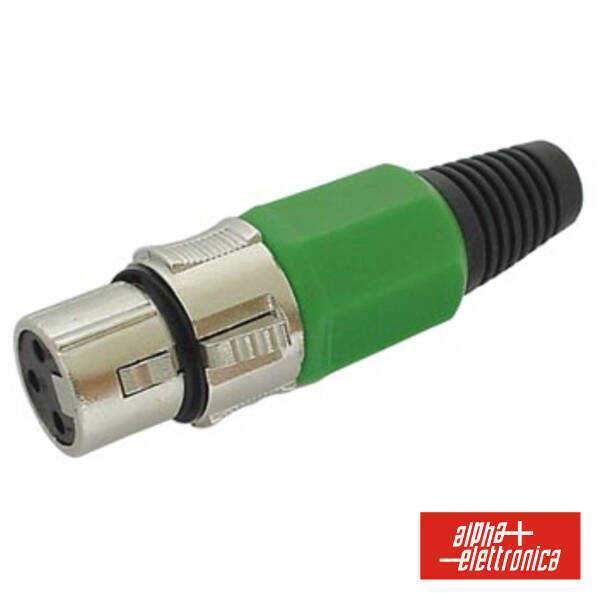 Ficha XLR 3p Fêmea Verde C/ Blindagem E Bloqueio - (40-76V)