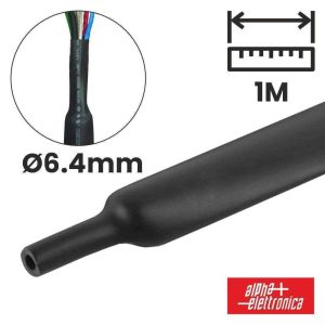 Tubo Manga Termoretráctil 6.4mm 1m Preto ALPHA - (520-M18)
