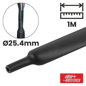 Tubo Manga Termoretráctil 25.4mm 1m Preto ALPHA - (520-M34)