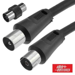 Cabo Coaxial Macho/Fêmea + Adaptador Preto 3m - (87-012/03B)