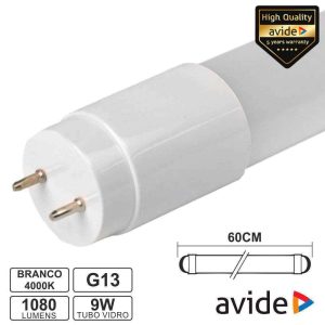 Lâmpada Tubular T8 9W 60cm LEDS G13 4000K 1080lm AVIDE - (AB600T8-9W-NW-IL)