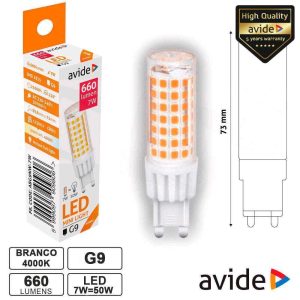 Lâmpada LED G9 7W 230V 4000K 660lm AVIDE - (ABG9NW-7W)