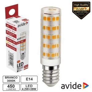 Lâmpada LED E14 JD 4.2W 230V 3000K 450lm AVIDE - (ABJD14WW-4.2W)