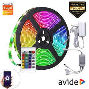 Kit Fita 150 LEDS RGB 12V 5m IP65 WIFI+ IR TUYA AVIDE - (ABLSBL30RGB-WIFIIR)