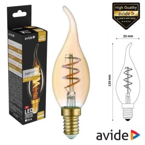Lâmpada E14 3W Vela 230V Filamento 2700K 240lm AVIDE - (ABLSFCFL14EW-3W)