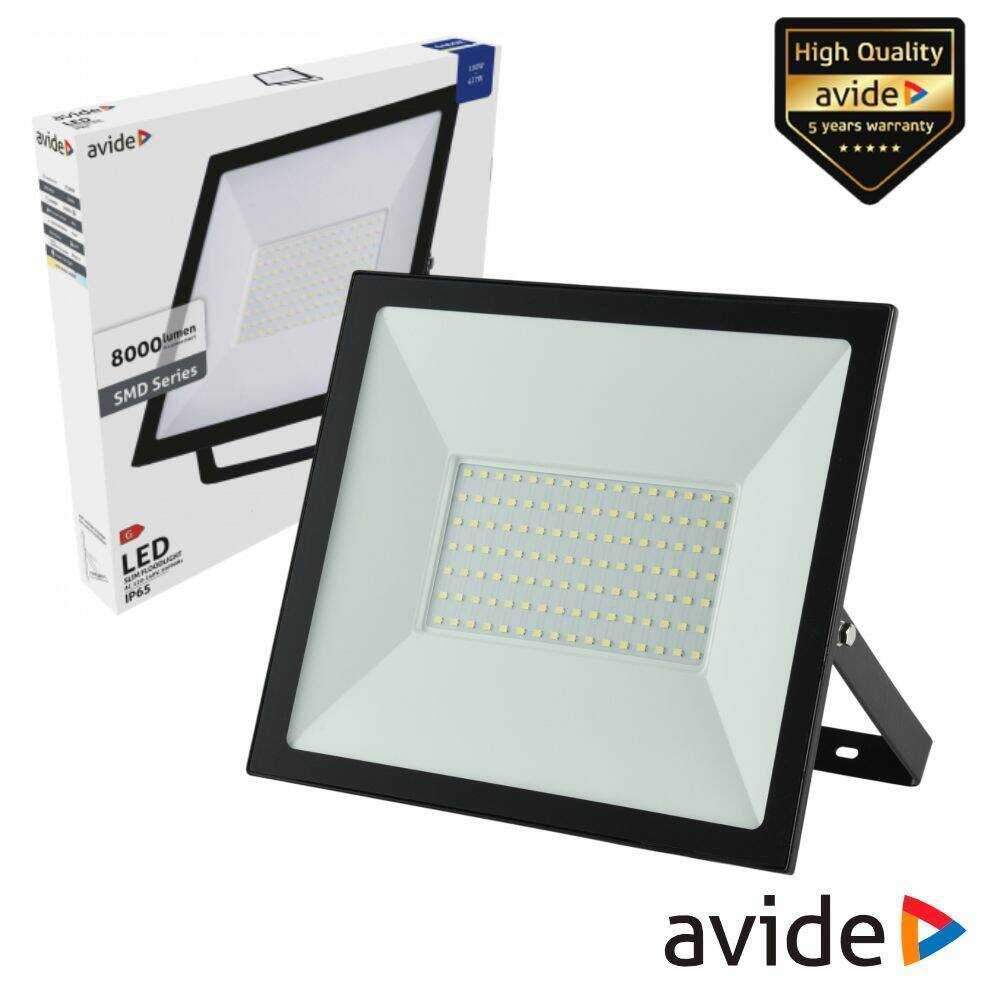 Foco LED 100W 230V 6400K 8000lm Preto IP65 AVIDE - (ASFLCW-100W)