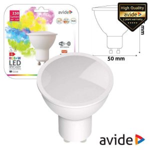 Lâmpada GU10 Dimável 4.9W LED RGBW WIFI TUYA AVIDE - (ASGU10RGBW-4.9W-WF)