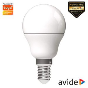 Lâmpada E14 Dimável 4.9W LED MiniGlobo RGBW WIFI TUYA AVIDE - (ASMG14RGBW-4.9W-W)