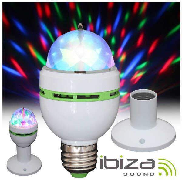 Lâmpada Rotativa 3 LEDS 3W RGB E27 E Suporte IBIZA - (ASTRO-MICRO-S)