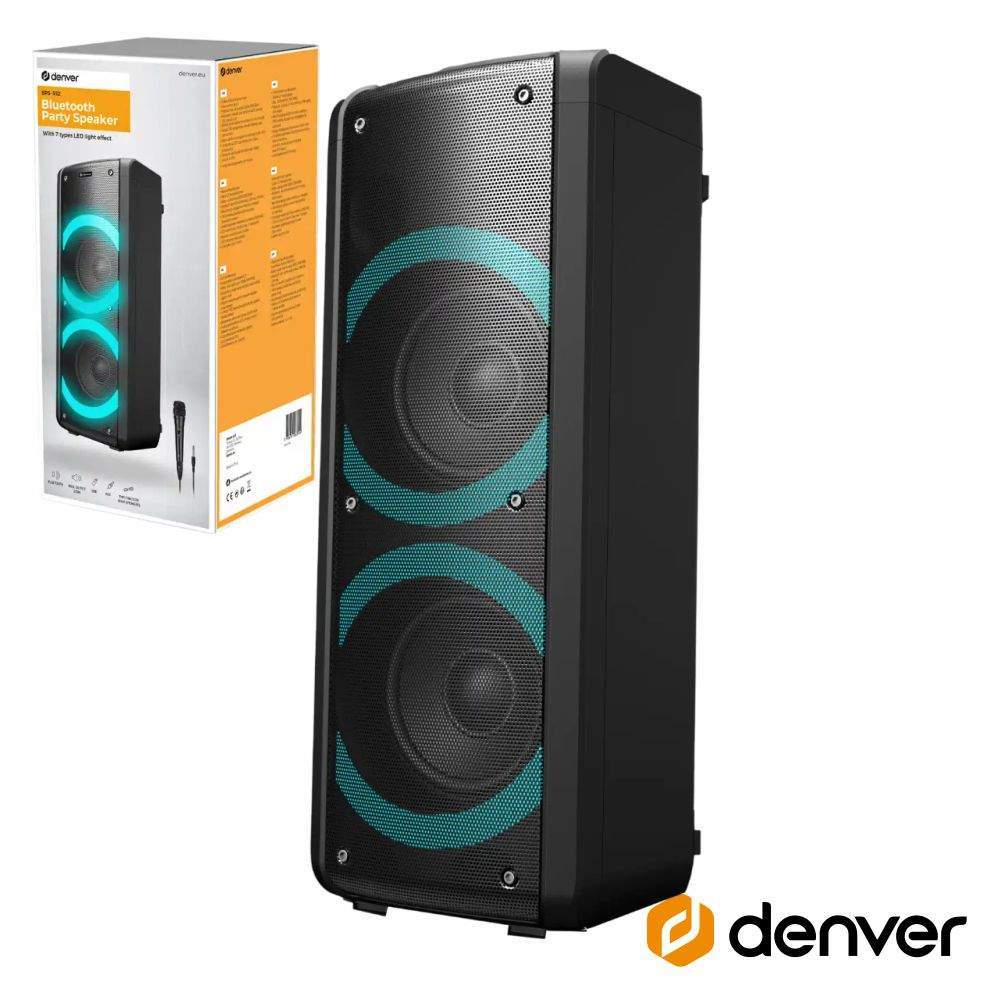 Coluna Amplificada 2x6.5" 300W USB/BT/SD/AUX TWS RGB DENVER - (BPS-352)