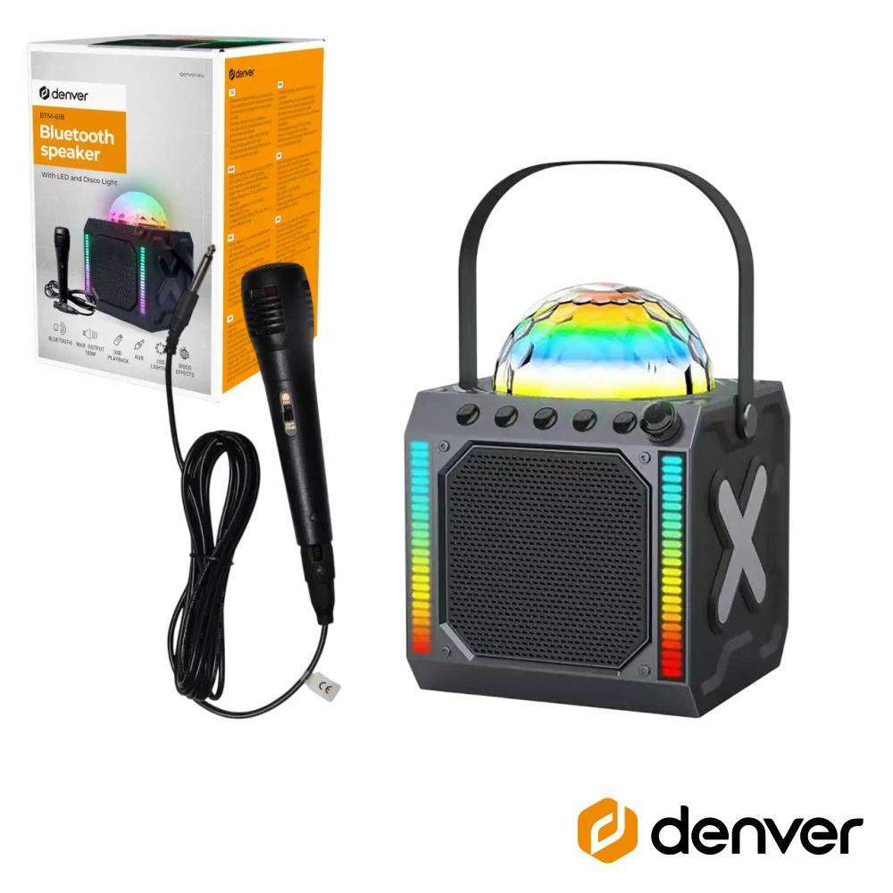 Coluna Bluetooth Portátil C/ Micro 100W AUX/USB/SD/BT DENVER - (BTM-618)