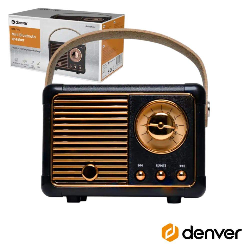 Coluna Bluetooth 30W Bluetooth 5.0 Preto DENVER - (BTP-203B)