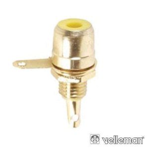 Ficha Rca Fêmea Dourada-Amarela Chassis VELLEMAN - (CA056Y)