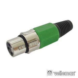 Ficha XLR 3p Fêmea  Verde C/ Blindagem E Bloqueio - (CA100G)