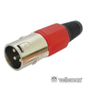 Ficha XLR 3p Macho Vermelha C/ Blindagem E Bloqueio - (CA101R)