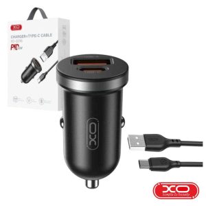 Adaptador Isqueiro USB-A PD / USB-C 30W C/ Cabo USB-C XO - (CC56-USBC-BK)