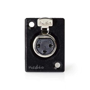 Ficha XLR 3p Fêmea De Painel Niquelada Preta - (COTP15911BK)