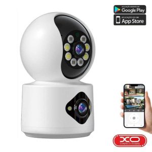 Câmara Vigilância IP Dupla 1080p 24MP WiFi+BT XO - (CR07)