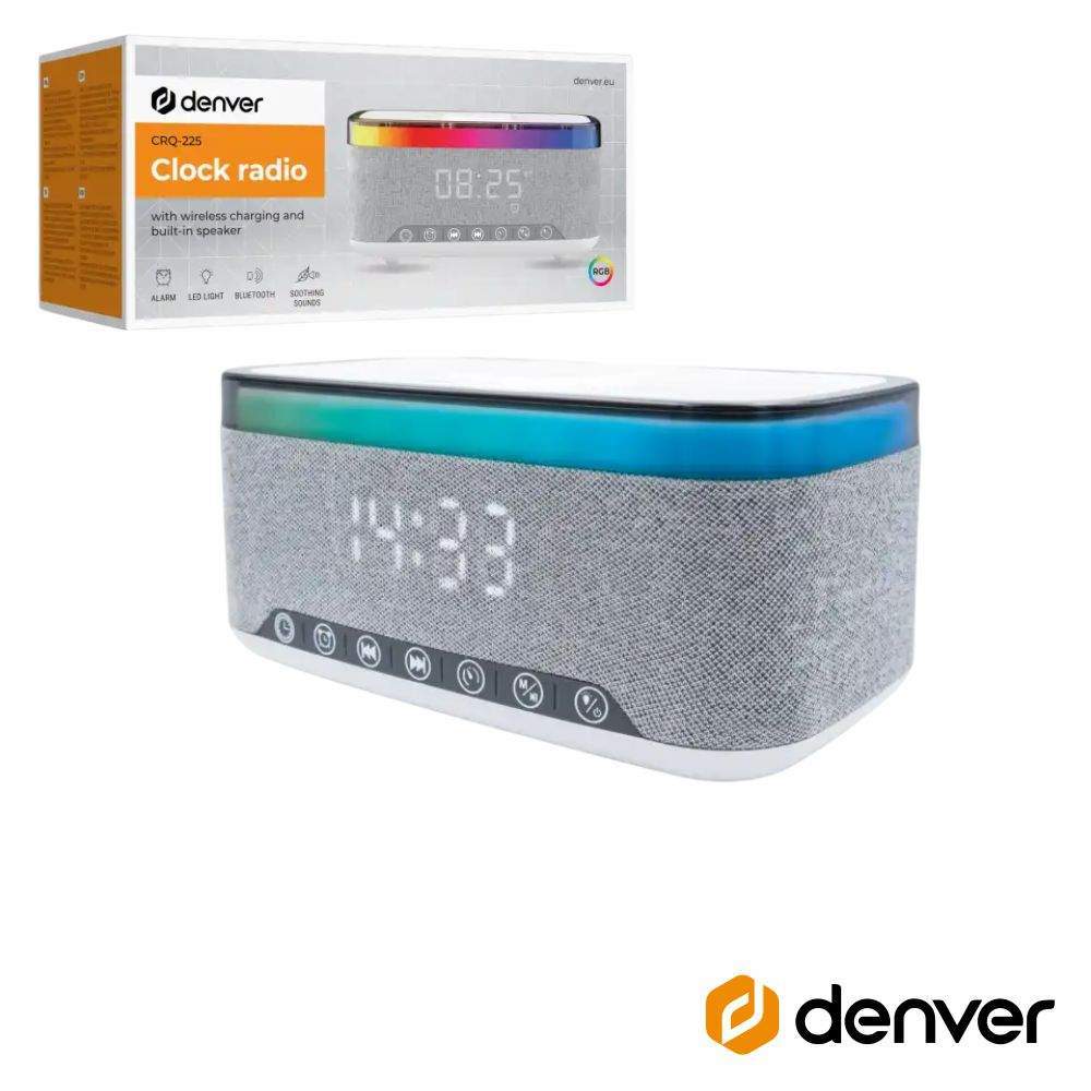 Relógio Despertador FM C/ BT5.3/Carrgador QI 15W DENVER - (CRQ-225)