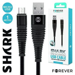 Cabo USB-A 2.0 Macho / Micro USB-B Macho Shark 1M FOREVER - (CUSBB-SHARK/BK)