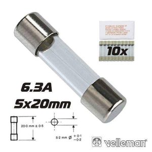 Fusível 5x20 Fusão Rápida 6.3a (10X) VELLEMAN - (FF6.3N)