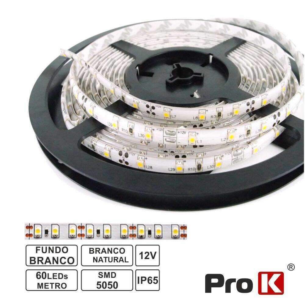 Fita 300 LEDS 5050 Impermeável 14.4W 4000K 12V 5m PROK - (FL33NW)