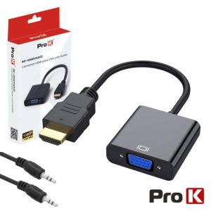 Cabo Adaptador HDMI -> VGA c/Cabo de Áudio PROK - (INF-HDMIVGA02)