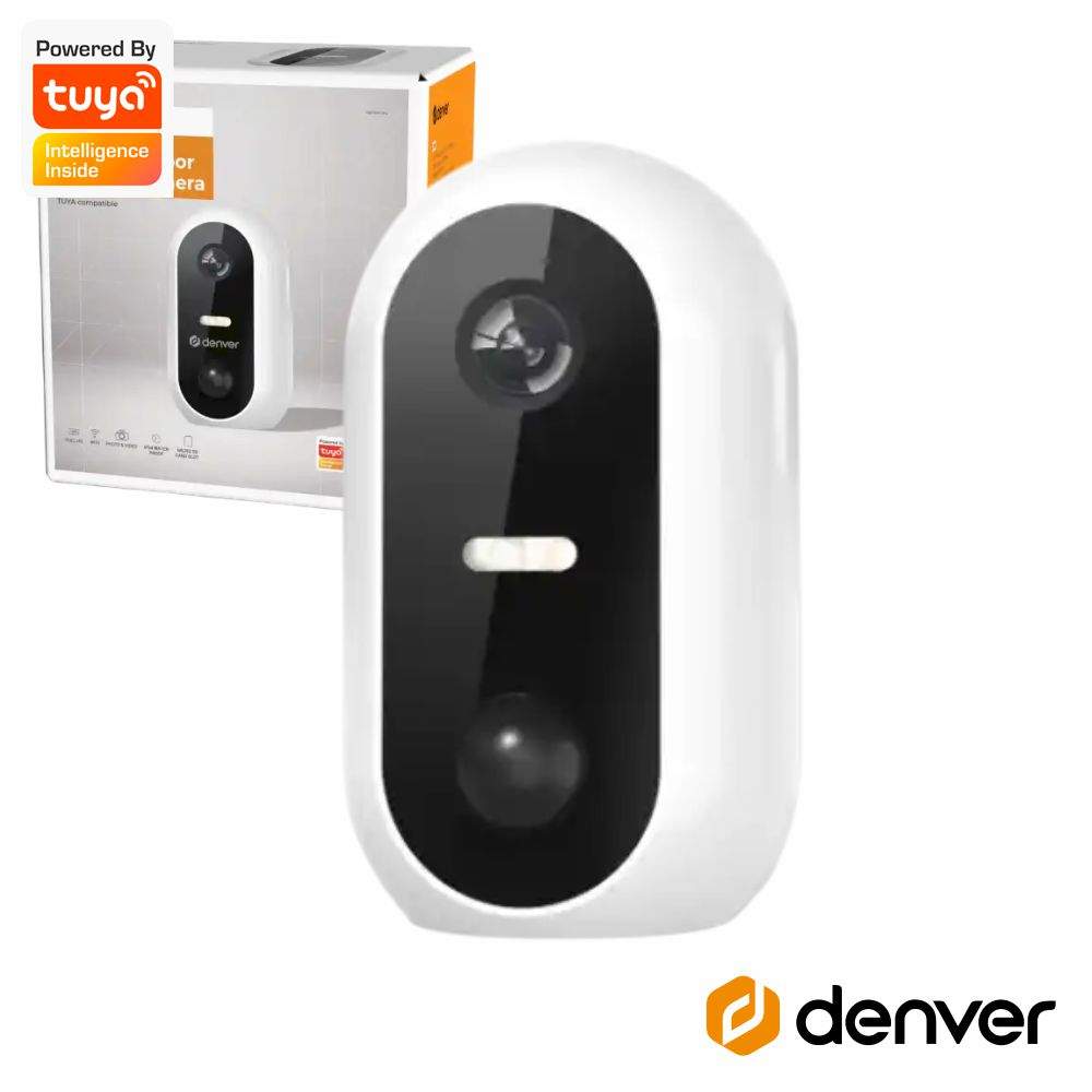 Câmara Vigilância IP 1080P WIFI Tuya LEDS IR BAT IP54 DENVER - (IOB-209)