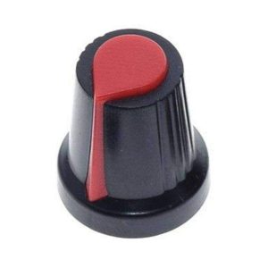 Botão P/ Potenciómetro Preto C/ Linha Vermelha 15x17mm - (KNOB070)