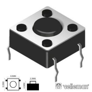 Comutador Micro Switch 6x6mm Altura 4.3mm VELLEMAN - (KRS0611)