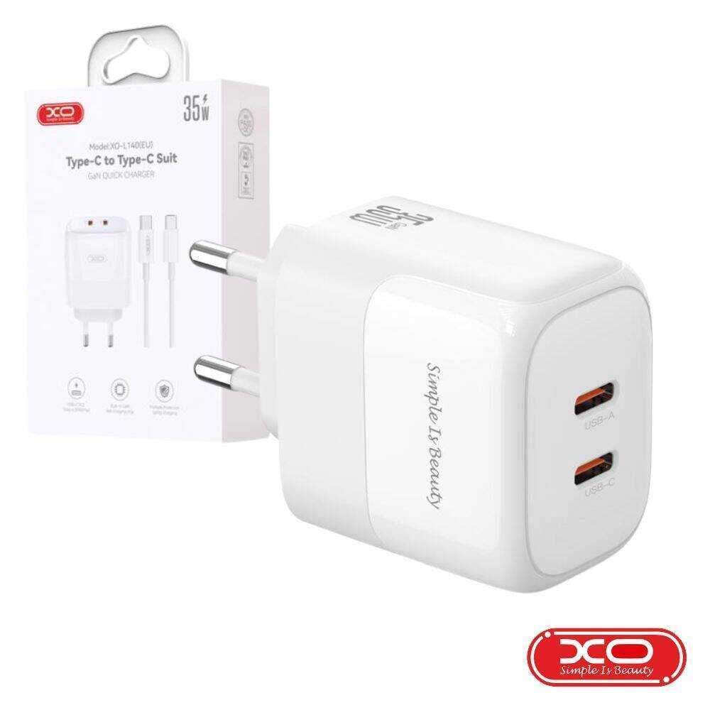 Alimentador 2x USB-C PD 35W GaN XO - (L140)