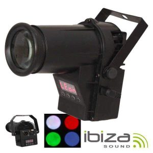 Projetor Luz C/ LED RGBW 10W Spot DMX Mic IBIZA - (LEDSPOT10W)