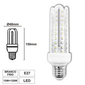 Lâmpada E27 15W=83W 230V LED 4u Branco Frio 1200lm - (LLE2715W(E))