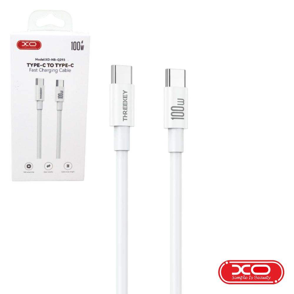 Cabo USB-C Macho / USB-C Macho 100W PD 1m Branco XO - (NB-Q293-WH)