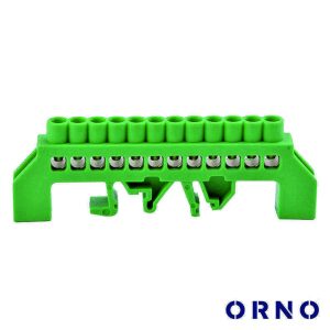 Barramento Terra Isolado 12 Vias P/ Calha DIN ORNO - (OR-LZ-8203/12/GN)
