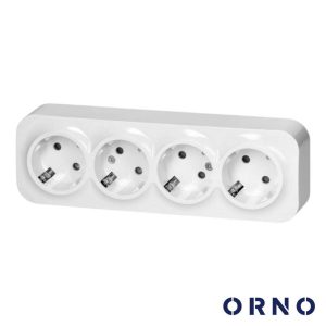 Tomada Elétrica Superfície 4x Schuko ORNO - (OR-OE-7210(GS)/W)