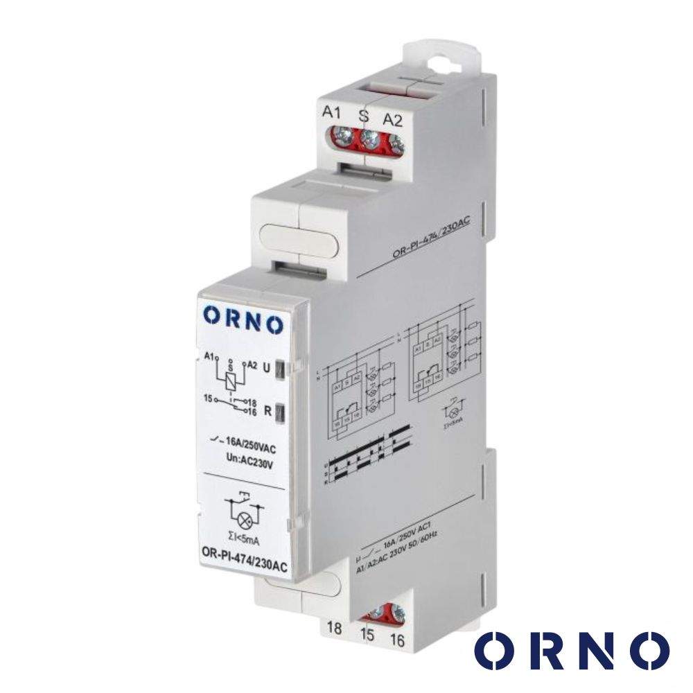 Relé Temporizador Bi-estável 16A P/Calha DIN ORNO - (OR-PI-474/230AC)