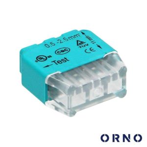 Ligador Rápido 3 Condutores 0.75-2.5mm² 100x ORNO - (OR-SZ-8004/3/100)