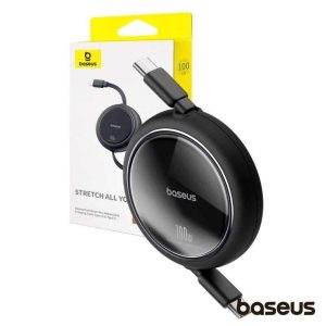 Cabo Retrátil USB-C Macho P/ USB-C Macho PD 100W Preto BASEU - (P10364500111-00)