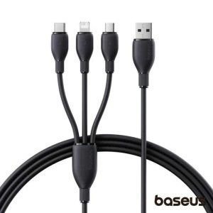 Cabo USB-A 2.0 Macho p/ Lightning/USB-C/MicroUSB 3.5A BASEUS - (P10376303121-00)