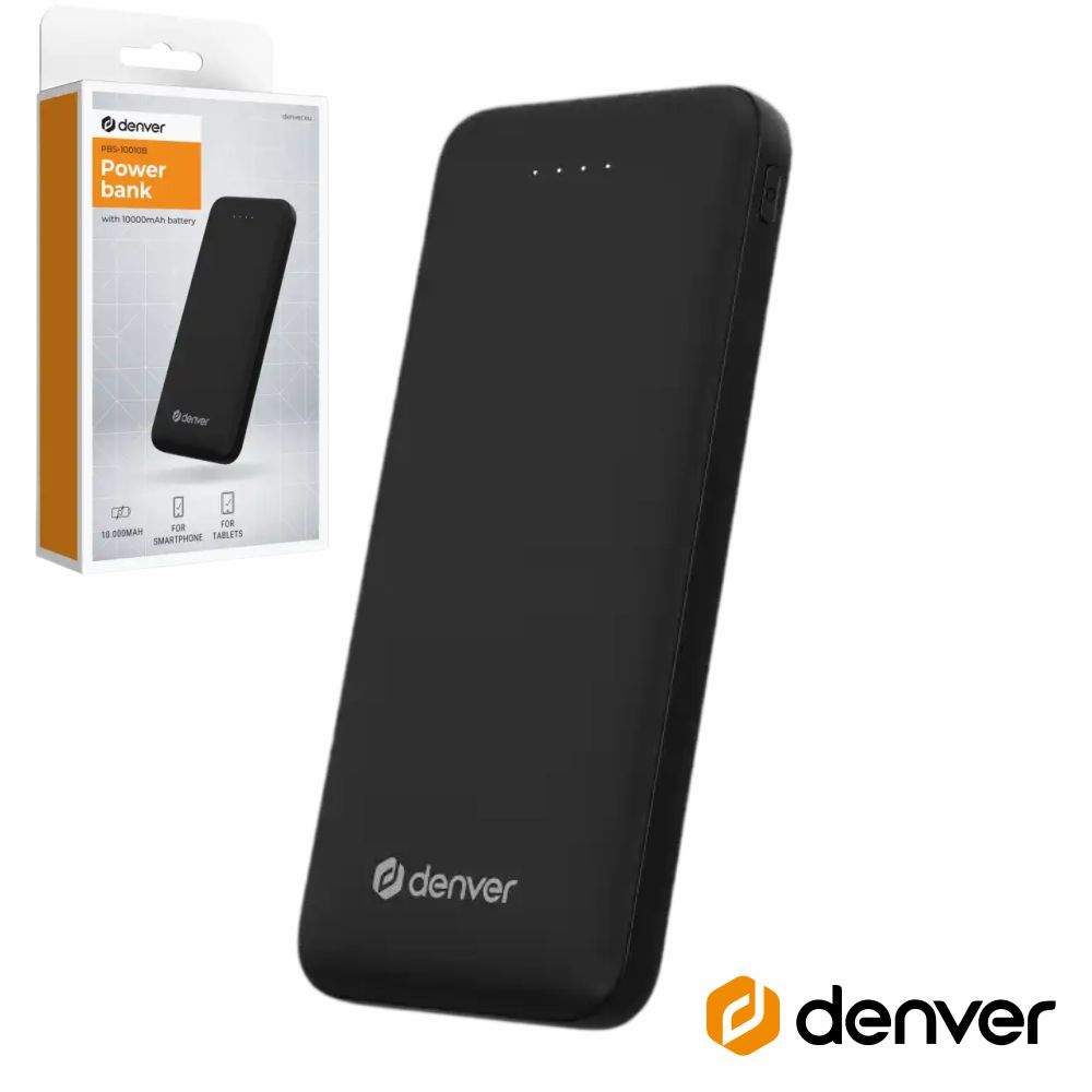 Powebank 10000mAh C/ Saída USB-A Preto DENVER - (PBS-10010B)